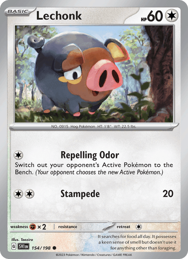 Lechonk, card 154 from Scarlet & Violet