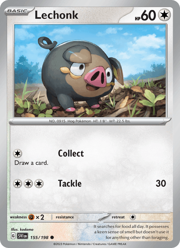 Lechonk, card 155 from Scarlet & Violet
