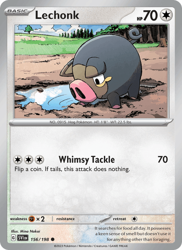 Lechonk, card 156 from Scarlet & Violet