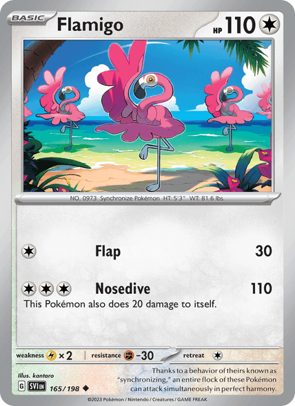 Flamigo, card 165 from Scarlet & Violet