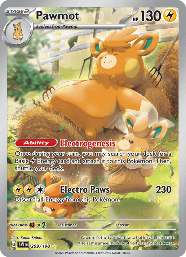 Pawmot, card 209 from Scarlet & Violet