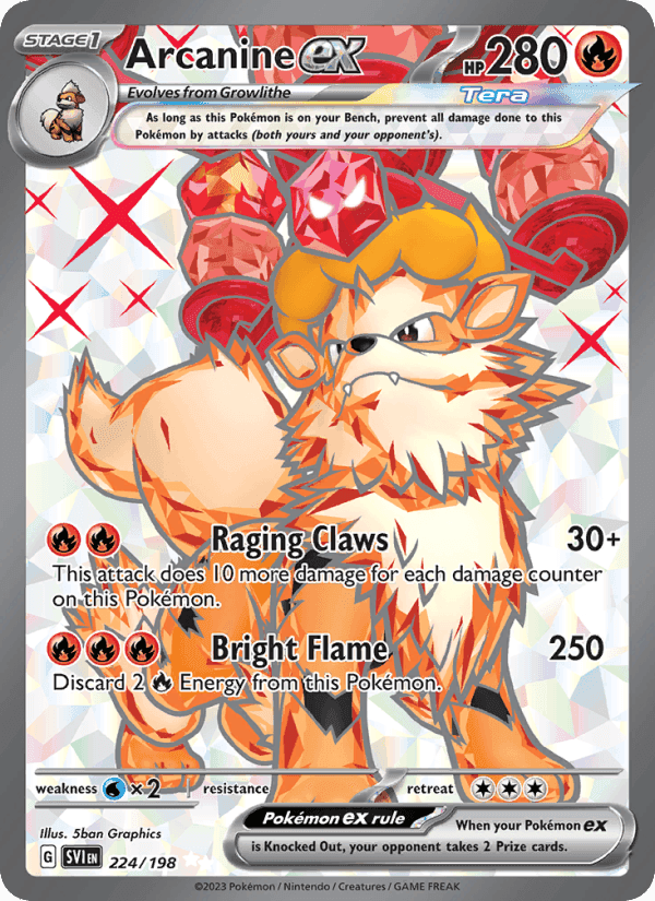 Arcanine ex, card 224 from Scarlet & Violet