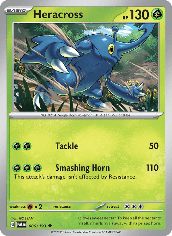 Heracross, card 006 from Paldea Evolved