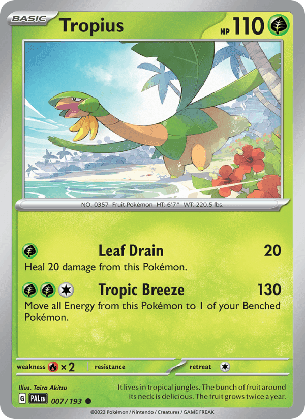 Tropius, card 007 from Paldea Evolved