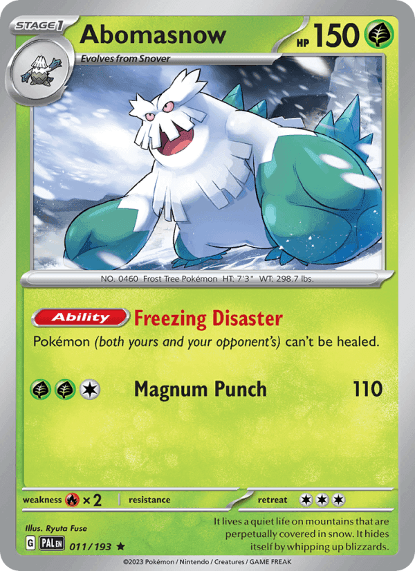 Abomasnow, card 011 from Paldea Evolved