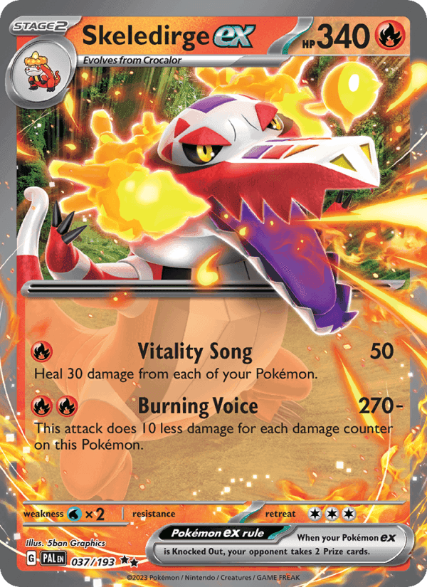 Skeledirge ex, card 037 from Paldea Evolved