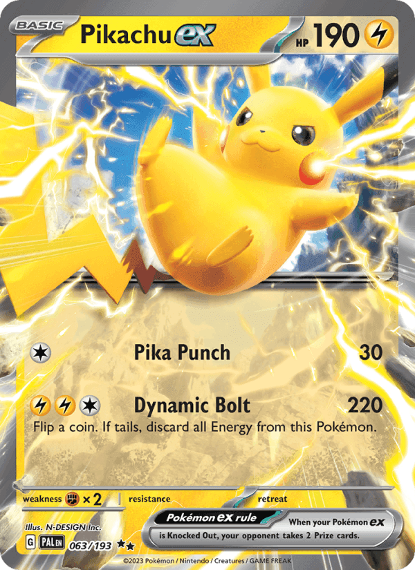Pikachu ex, card 063 from Paldea Evolved