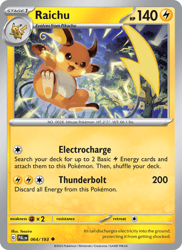 Raichu, card 064 from Paldea Evolved