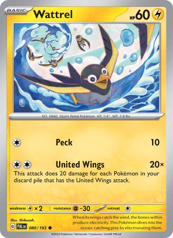 Wattrel, card 080 from Paldea Evolved