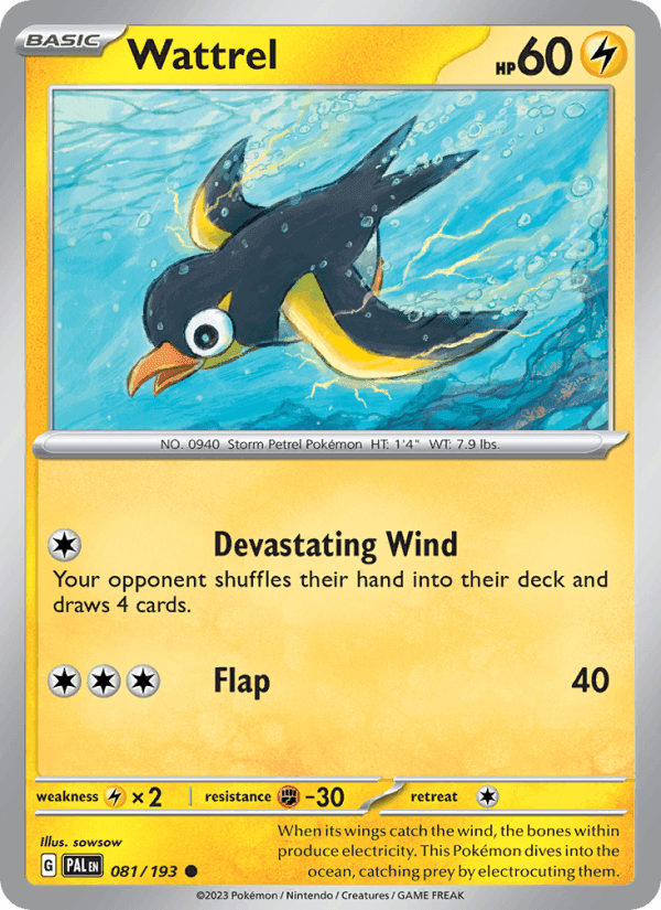 Wattrel, card 081 from Paldea Evolved