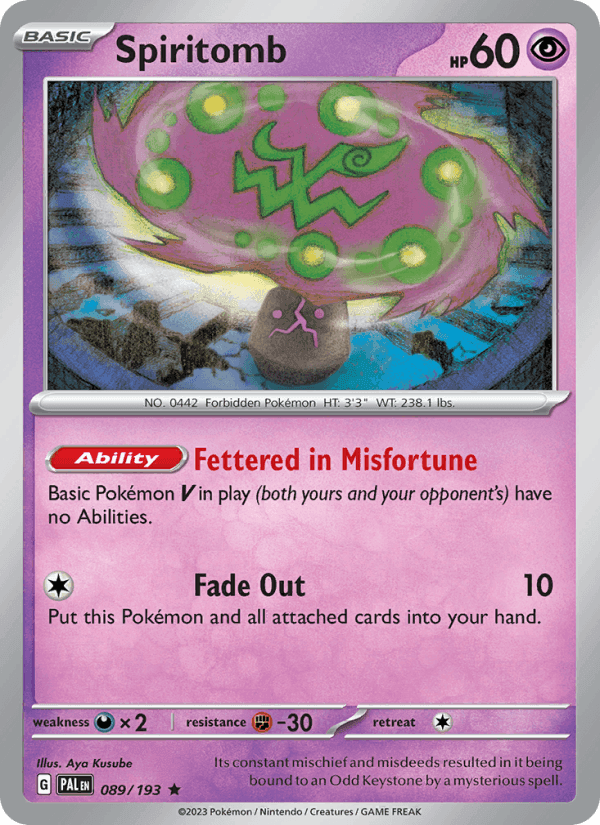 Spiritomb, card 089 from Paldea Evolved