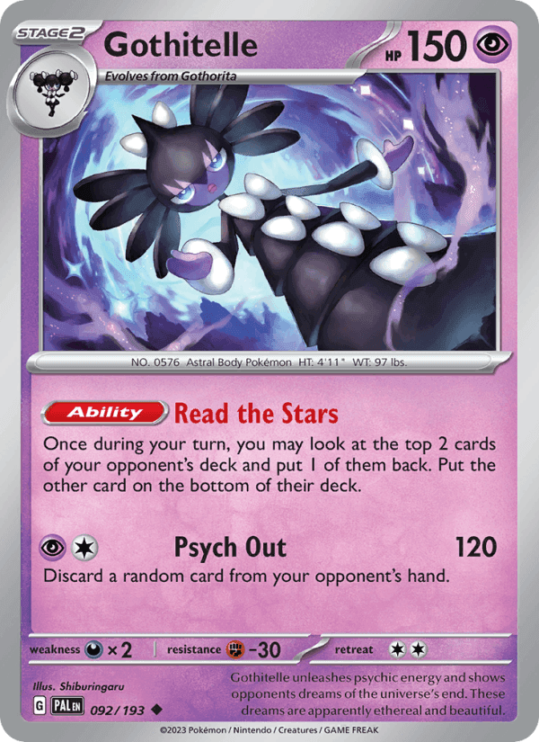 Gothitelle, card 092 from Paldea Evolved