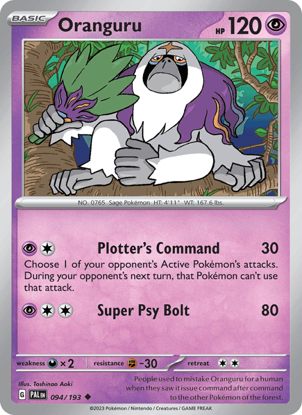 Oranguru, card 094 from Paldea Evolved