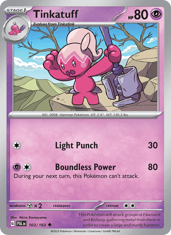 Tinkatuff, card 103 from Paldea Evolved