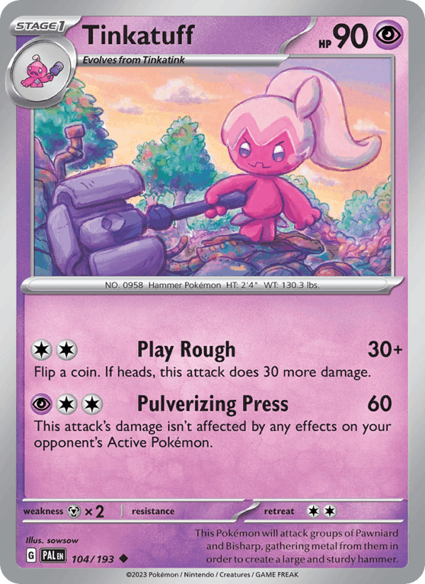 Tinkatuff, card 104 from Paldea Evolved