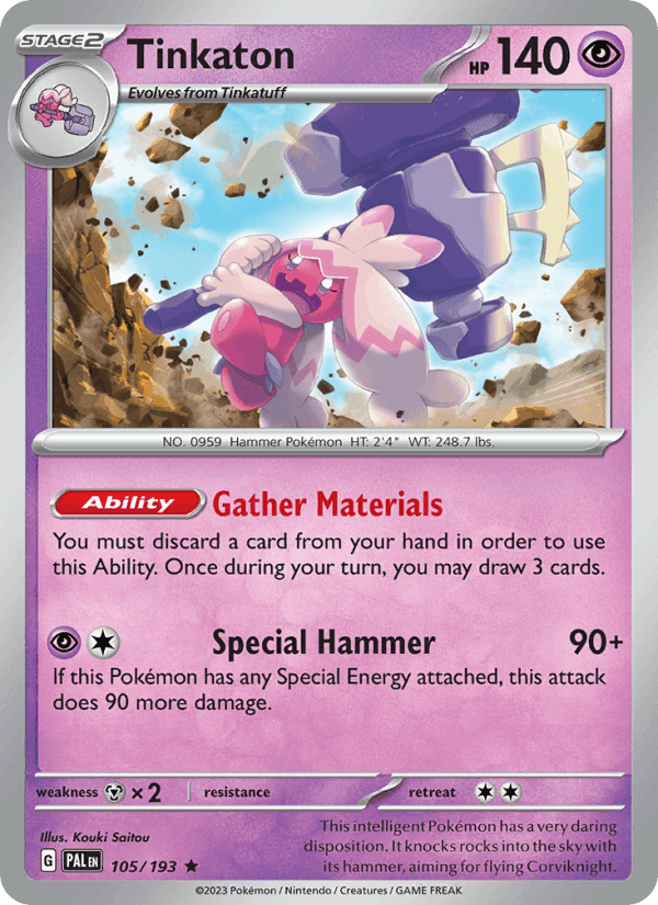 Tinkaton, card 105 from Paldea Evolved