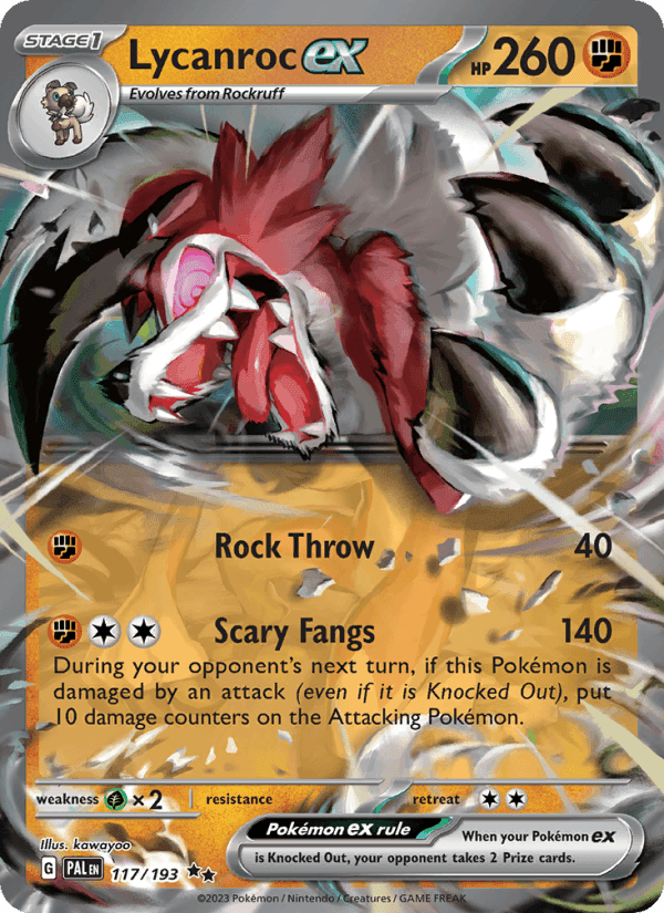 Lycanroc ex, card 117 from Paldea Evolved