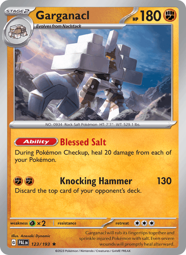 Garganacl, card 123 from Paldea Evolved