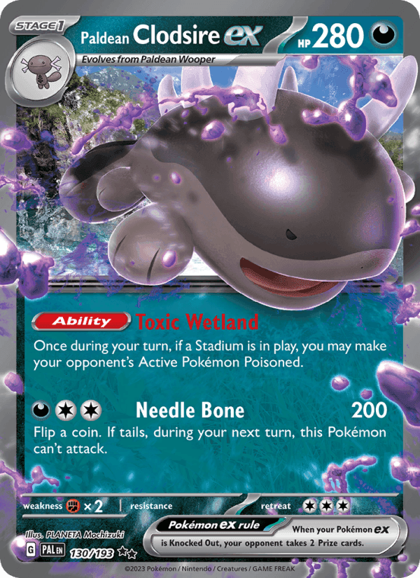 Paldean Clodsire ex, card 130 from Paldea Evolved