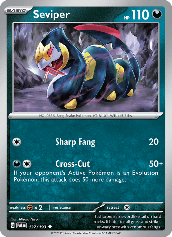 Seviper, card 137 from Paldea Evolved