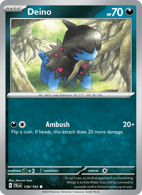 Deino, card 138 from Paldea Evolved