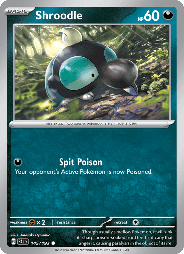 Shroodle, card 145 from Paldea Evolved