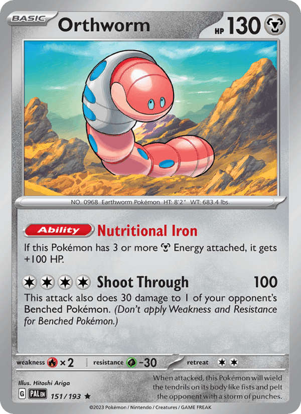 Orthworm, card 151 from Paldea Evolved