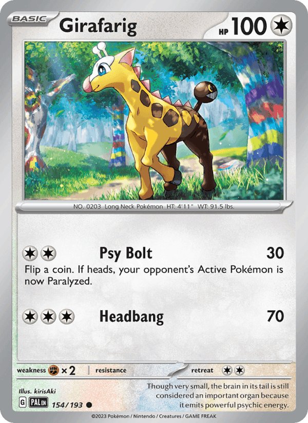 Girafarig, card 154 from Paldea Evolved