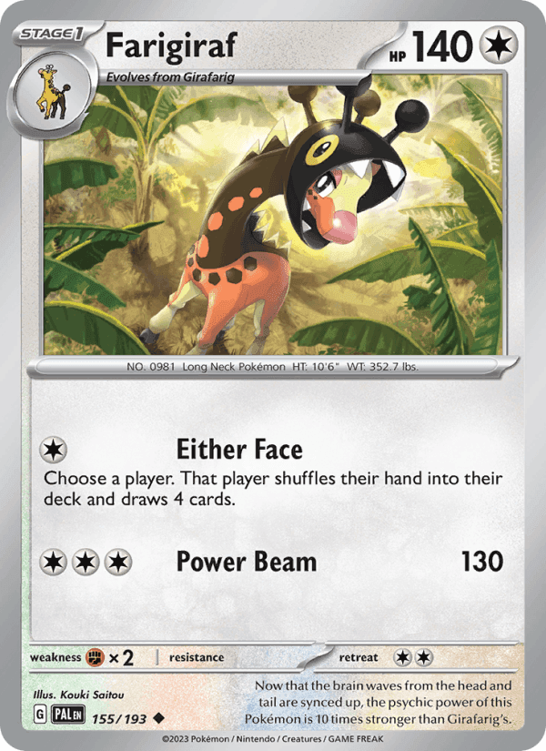 Farigiraf, card 155 from Paldea Evolved
