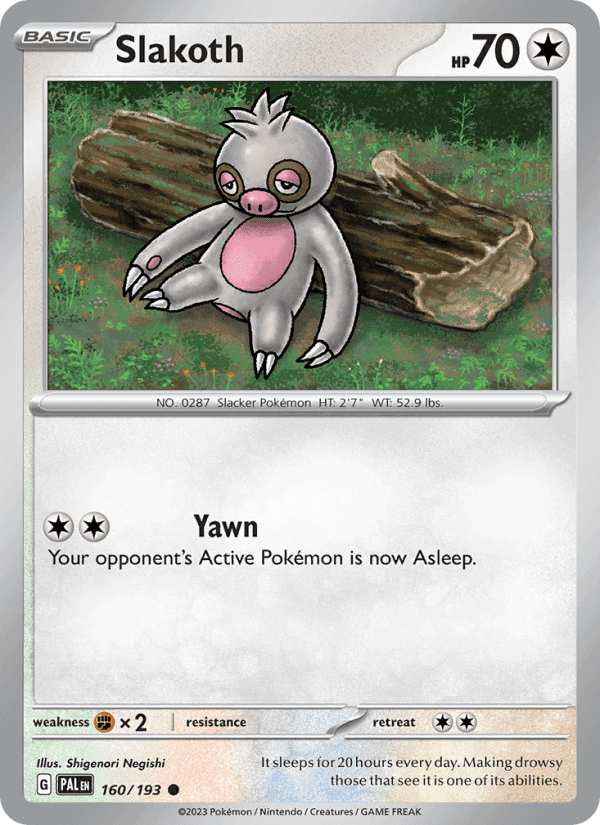Slakoth, card 160 from Paldea Evolved