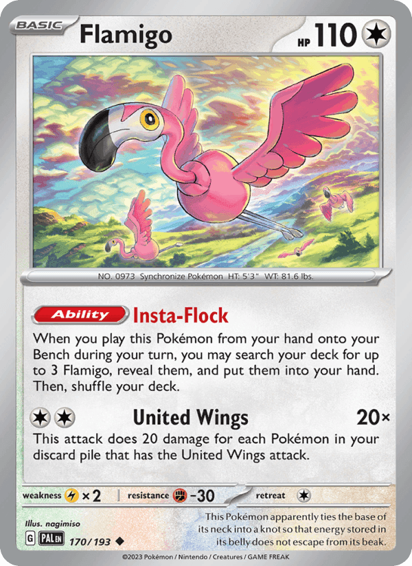 Flamigo, card 170 from Paldea Evolved