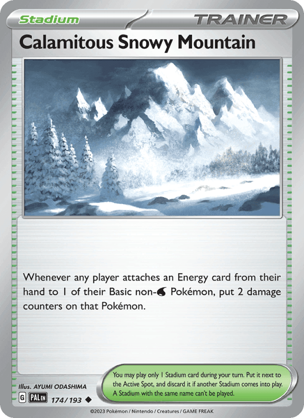 Calamitous Snowy Mountain, card 174 from Paldea Evolved