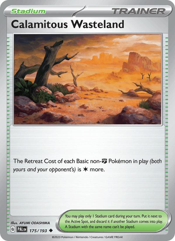 Calamitous Wasteland, card 175 from Paldea Evolved