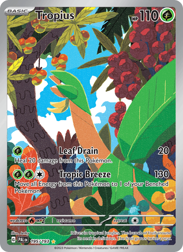 Tropius, card 195 from Paldea Evolved
