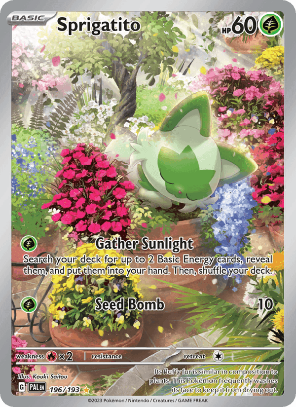 Sprigatito, card 196 from Paldea Evolved