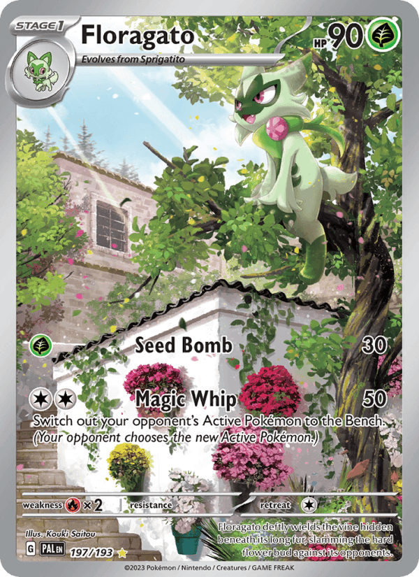 Floragato, card 197 from Paldea Evolved