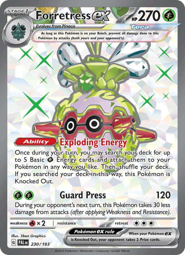 Forretress ex, card 230 from Paldea Evolved