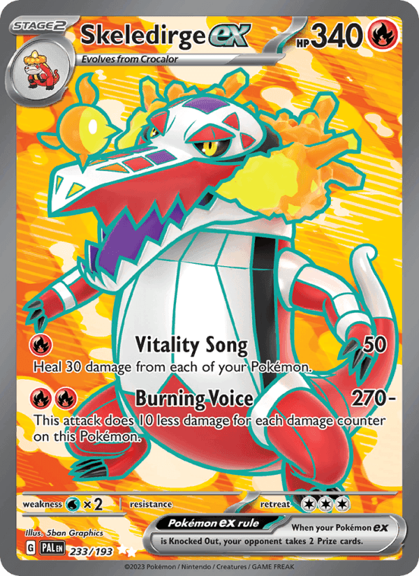 Skeledirge ex, card 233 from Paldea Evolved