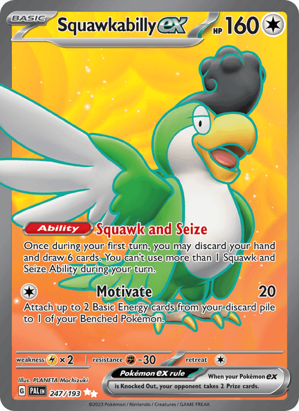 Squawkabilly ex, card 247 from Paldea Evolved
