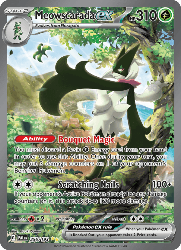 Meowscarada ex, card 256 from Paldea Evolved