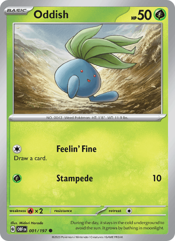 Oddish, card 001 from Obsidian Flames