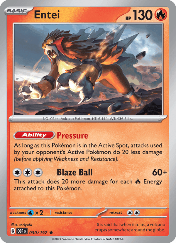 Entei, card 030 from Obsidian Flames