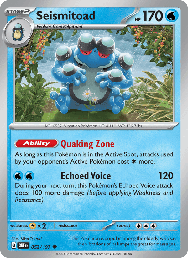 Seismitoad, card 052 from Obsidian Flames