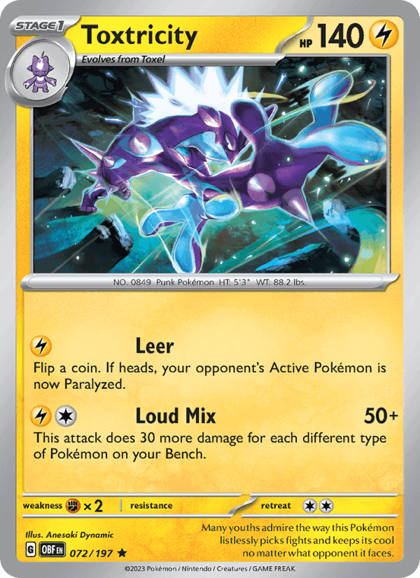Toxtricity, card 072 from Obsidian Flames