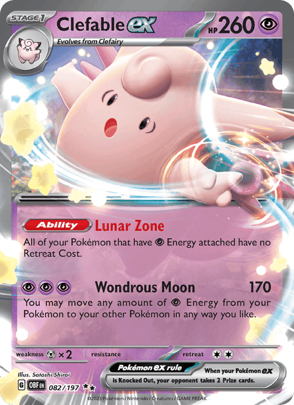 Clefable ex, carte 082 de Obsidian Flames