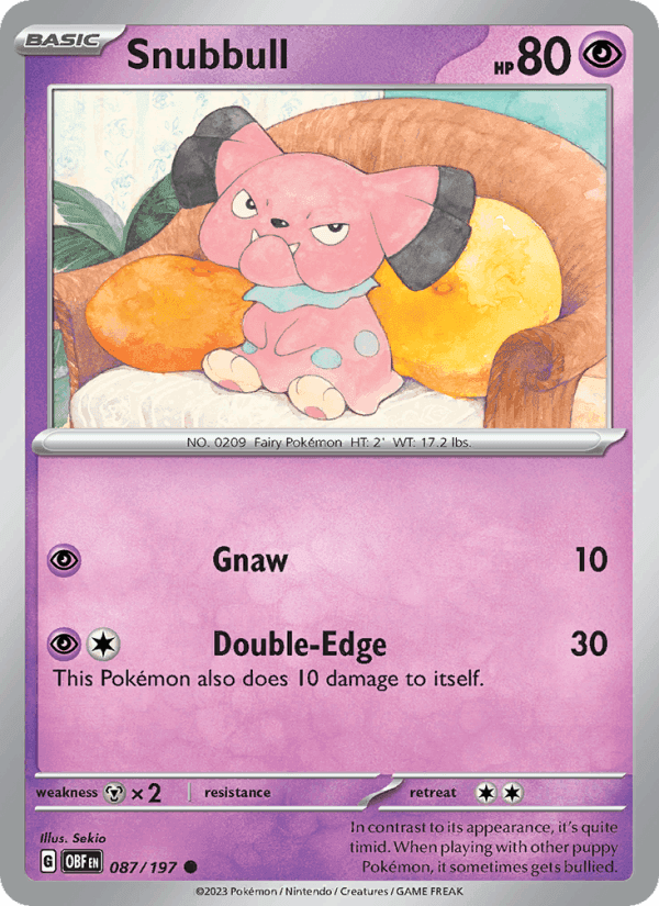 Snubbull, card 087 from Obsidian Flames