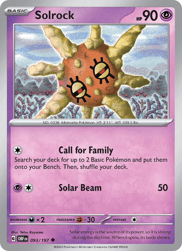 Solrock, card 093 from Obsidian Flames