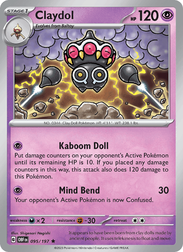 Claydol, card 095 from Obsidian Flames