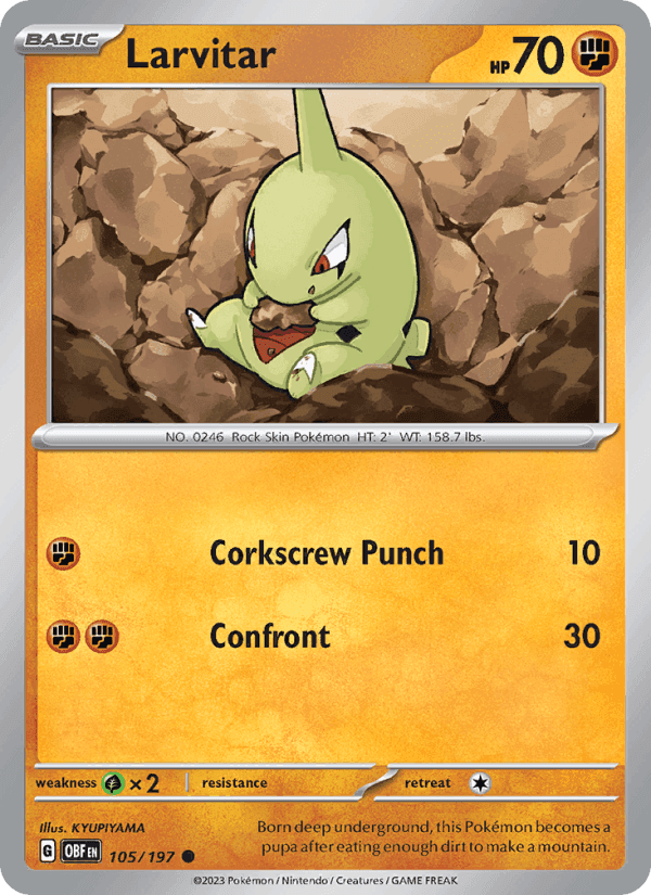 Larvitar, card 105 from Obsidian Flames