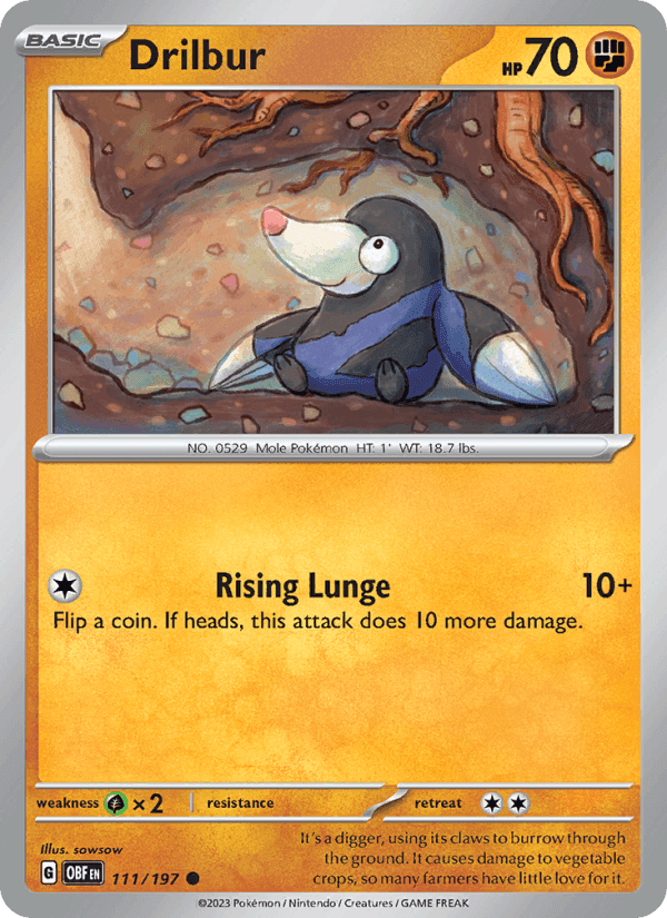 Drilbur, card 111 from Obsidian Flames
